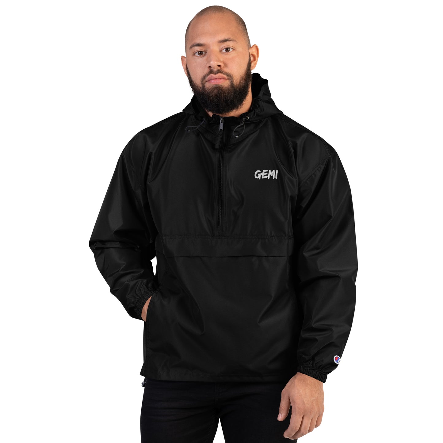 Black "GEMI" Champion Packable Jacket