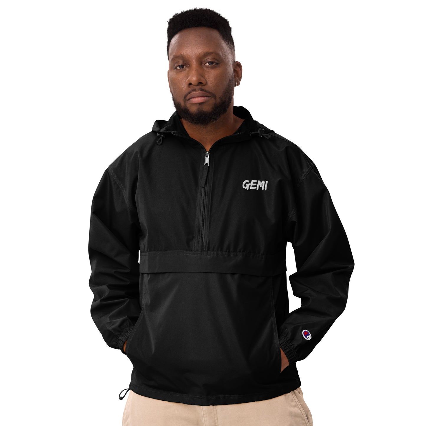 Black "GEMI" Champion Packable Jacket